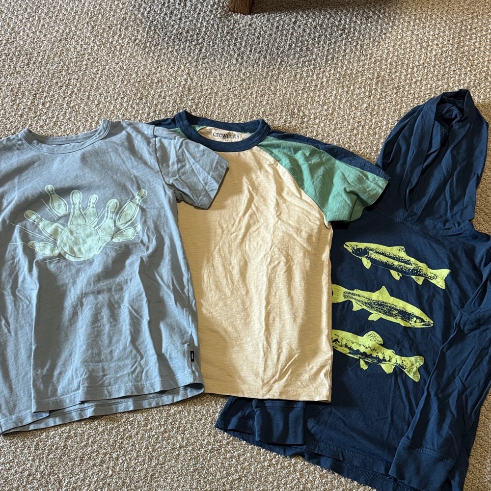 J Crew Kids Graphic T-Shirts - Blue and Cream (set of 3)